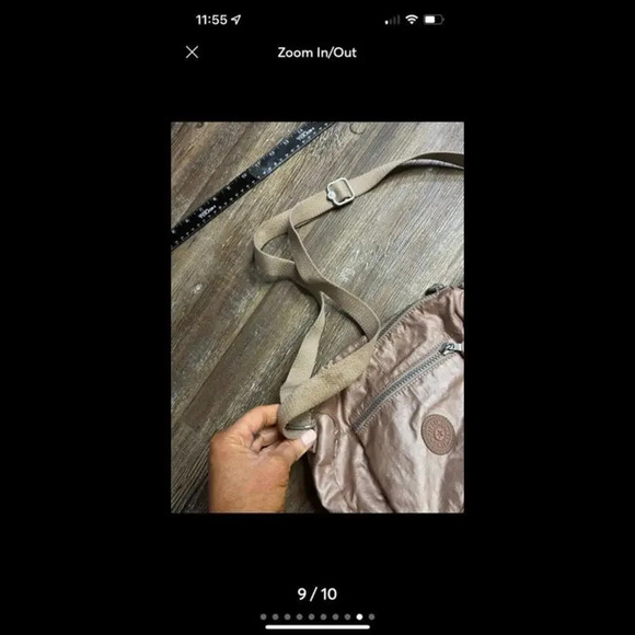 Kipling Reth Crossbody Purse Shoulder Bag Metallic Pink Adjustable Shimmer - Picture 9 of 10